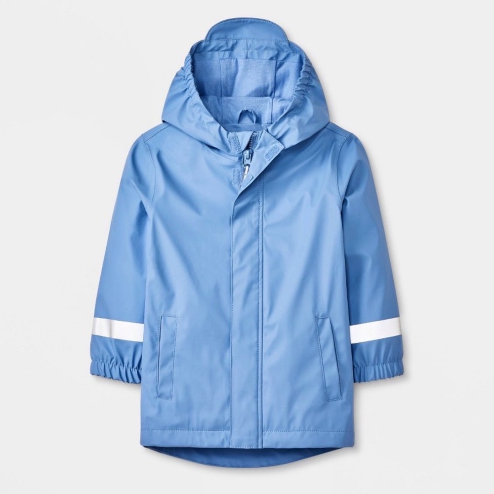 Kids Blue Hooded Raincoat Jacket